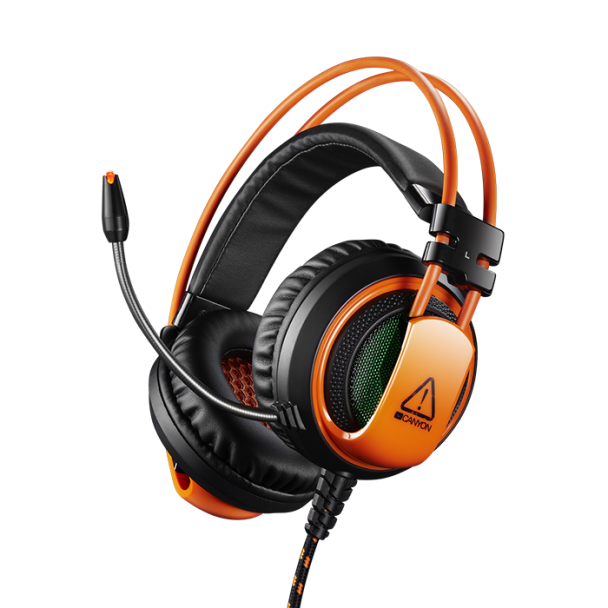 CANYON Corax Gaming Headset 3.5mm Jack, USB Connector for LED Backlight