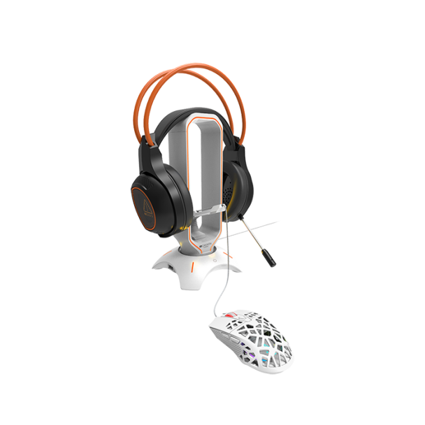 CANYON Gaming 3 in 1 Headset stand, Bungee and USB 2.0 hub, 2 USB hub - White